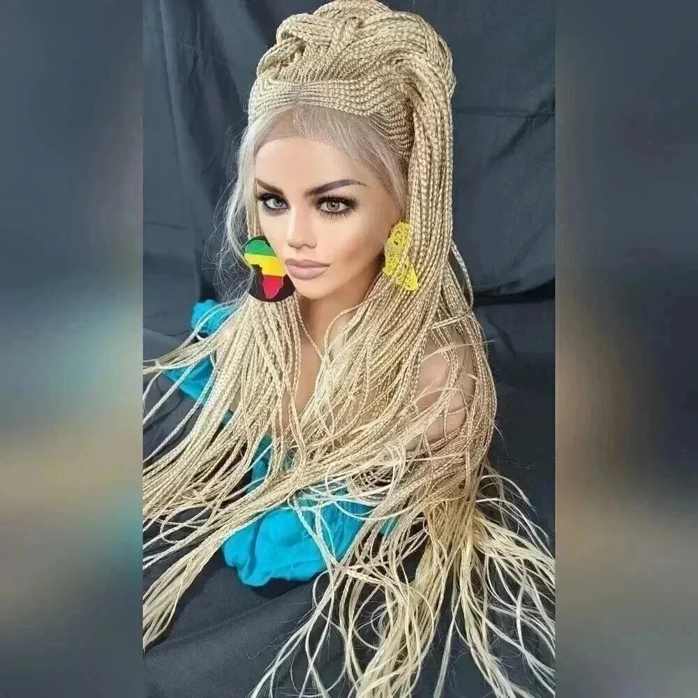 Blond Braided wigs 100% handmade, stunning , very long, feeding cornrows, NWT - Picture 12 of 15